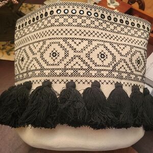 Anthropologie Black and White Patterned Storage Basket